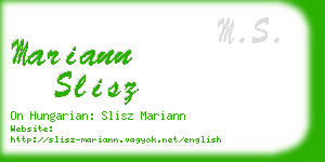 mariann slisz business card